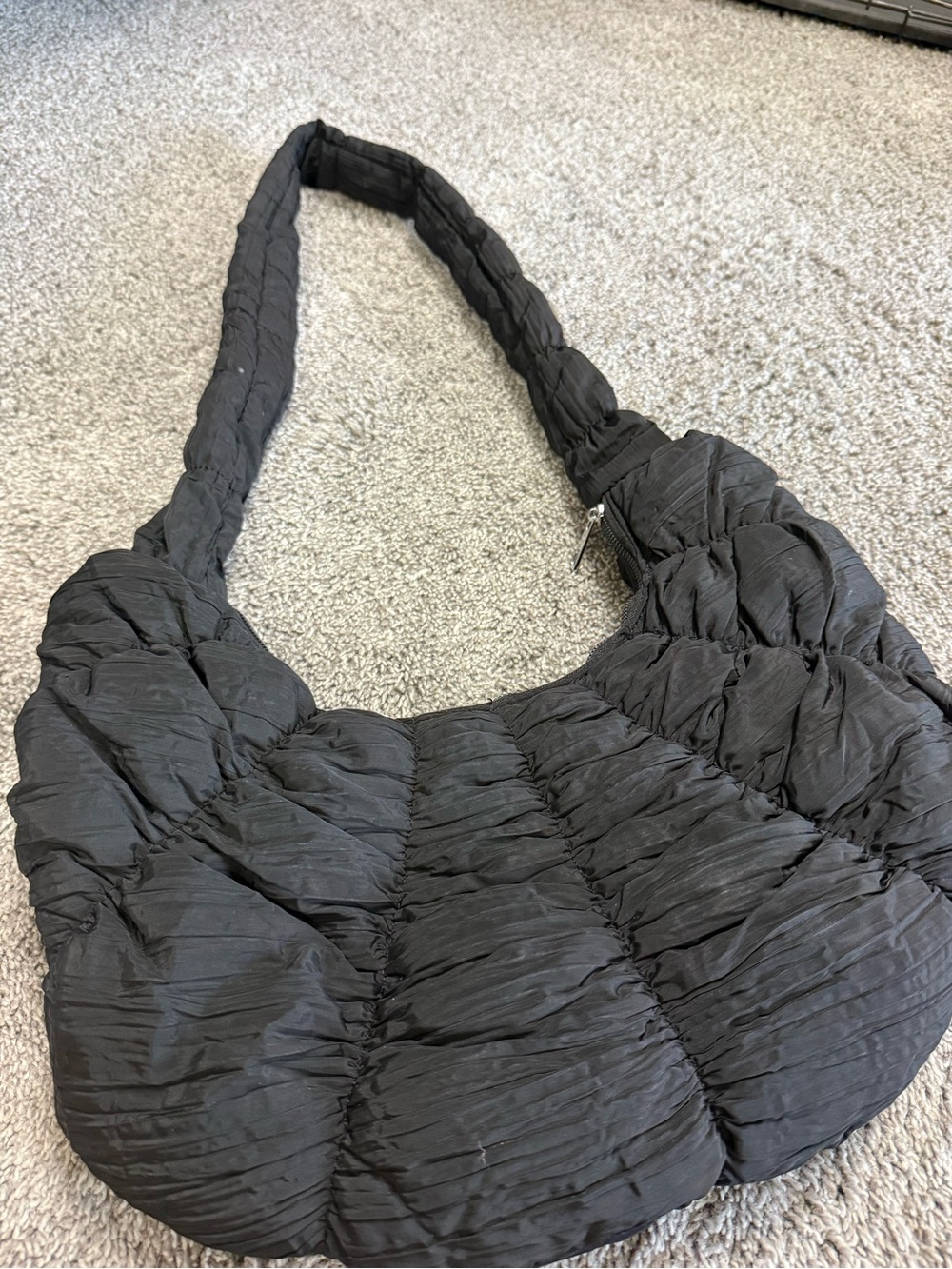 Black Textured Shoulder Half Moon Ripple Bag - Picture 3 of 4